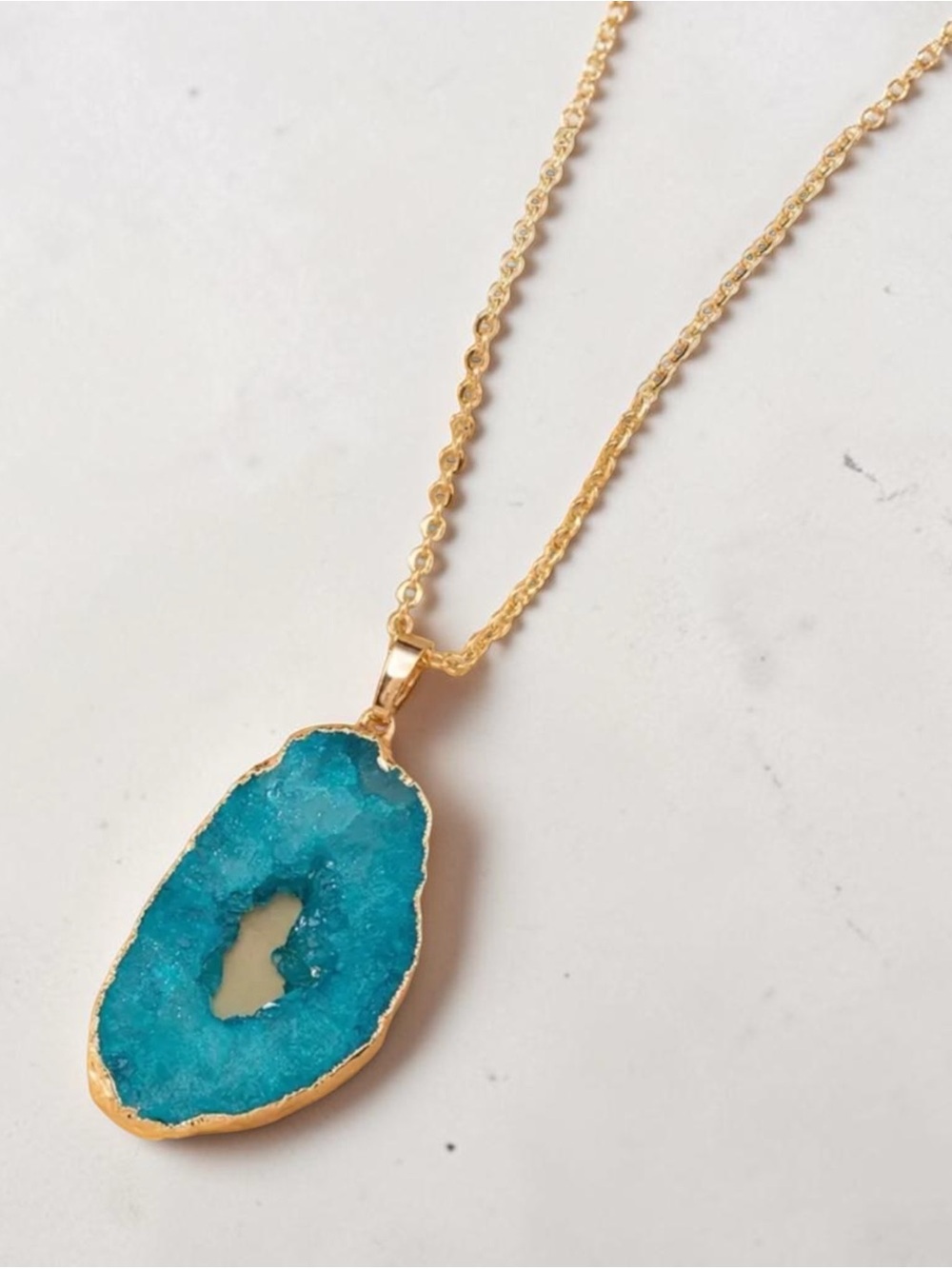 Blue Agate Pendant Necklace
